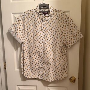 Johnston & Murphy White Shirt with Pineapple Pattern